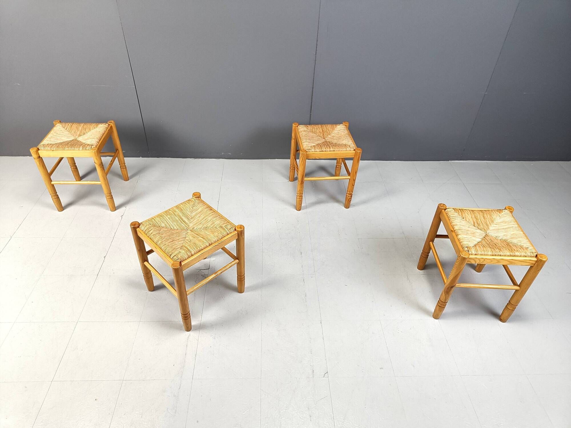 Vintage wicker stools - set of 4, 1960s
