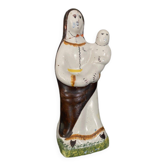 Virgin and Child in Malicorne de Nevers earthenware late 18th century