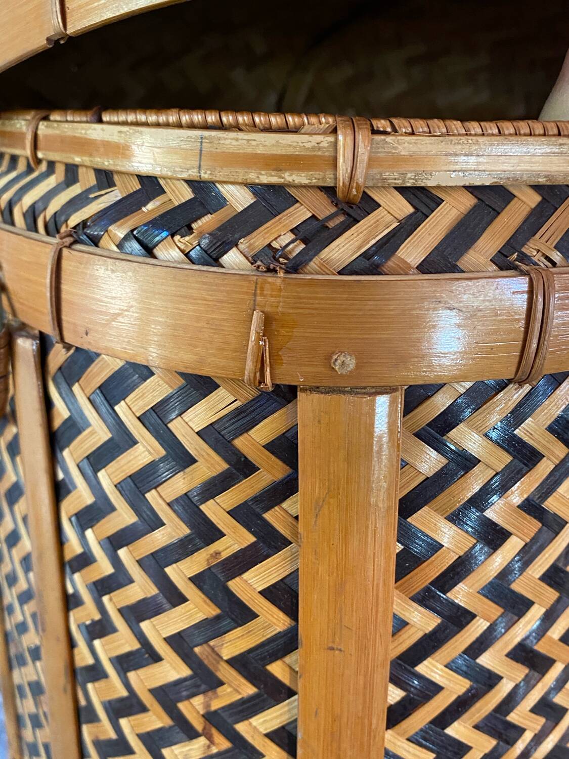 Woven bamboo storage chest