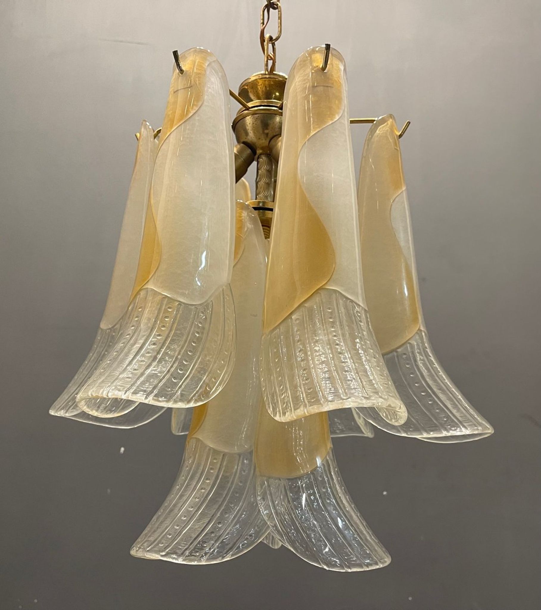 Suspension italienne en plumes de verre de Murano