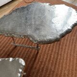 Set of two designer coffee tables in cast aluminum