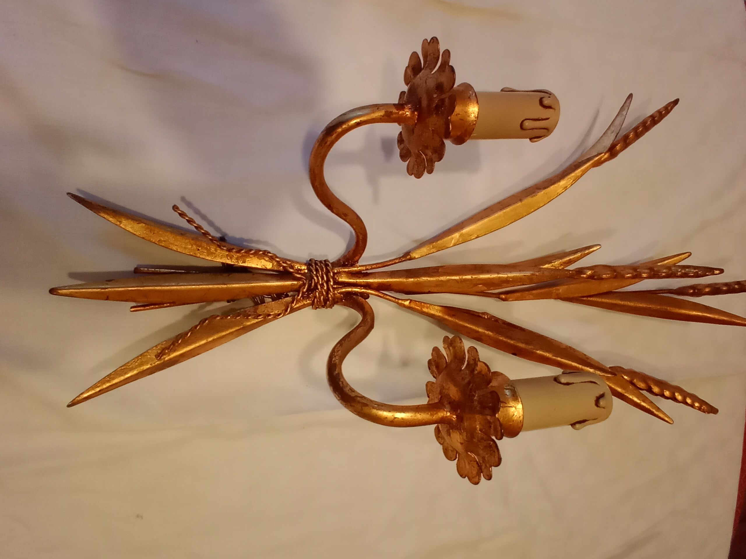 Pair of gold metal wall light from the 60s