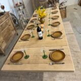 Solid oak table with extensions