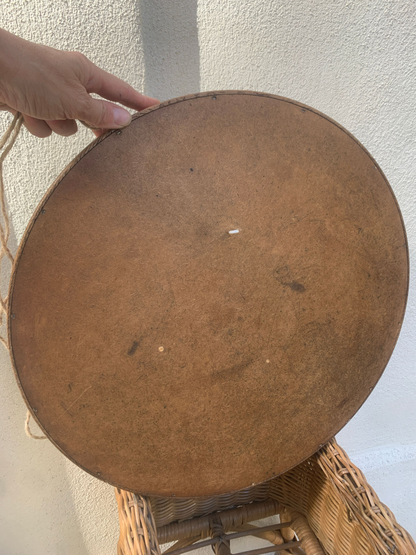 Scandinavian round mirror in teak