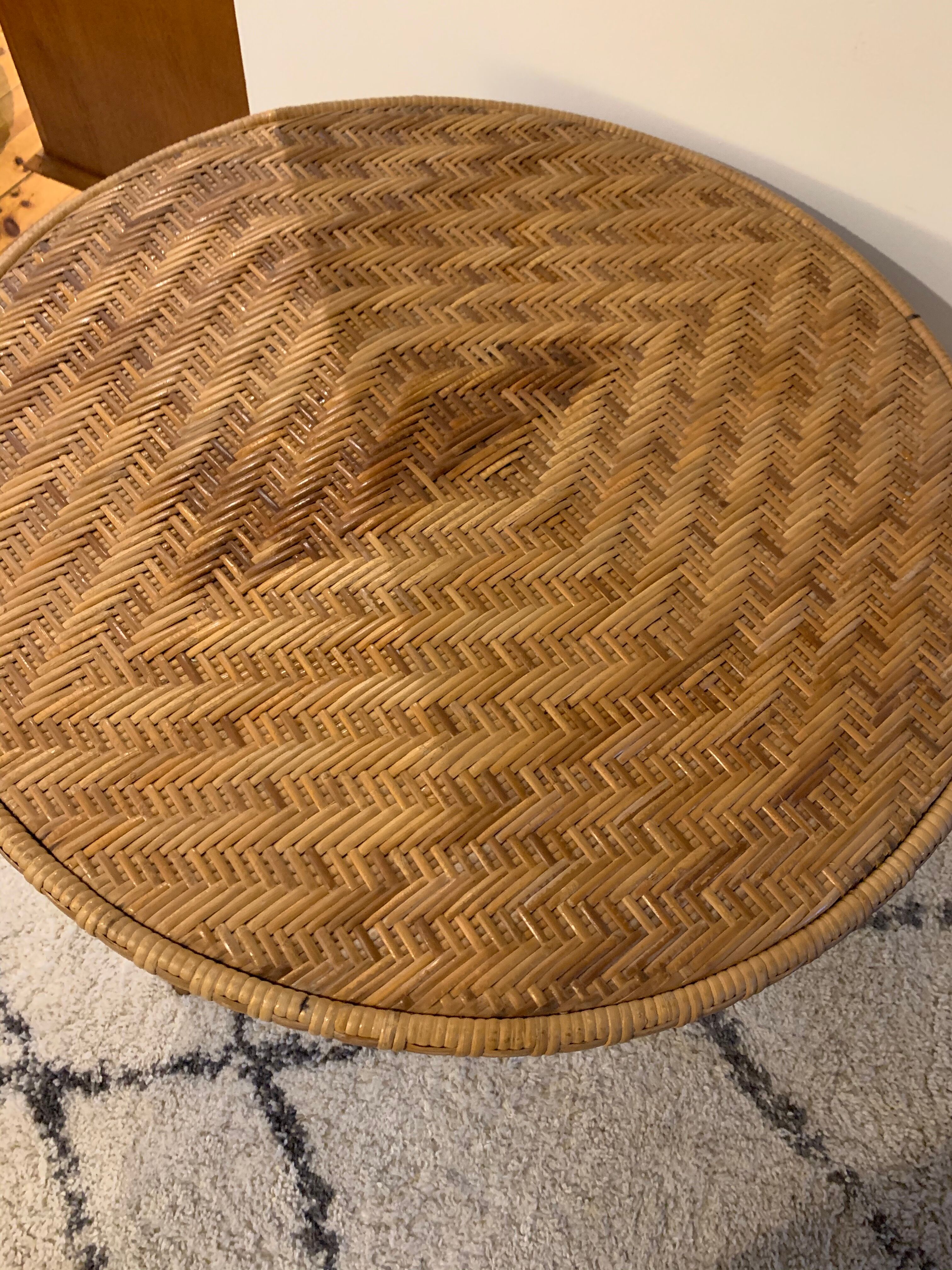 Rattan table for 4 people 70s