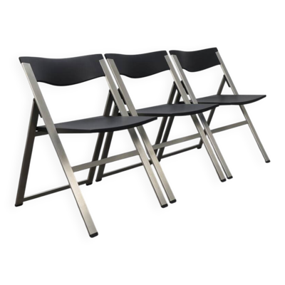 Lot de 3 chaises pliantes P08 de Tecno, Italie (prix fixe)