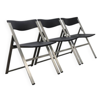 Lot de 3 chaises pliantes P08 de Tecno, Italie (prix fixe)