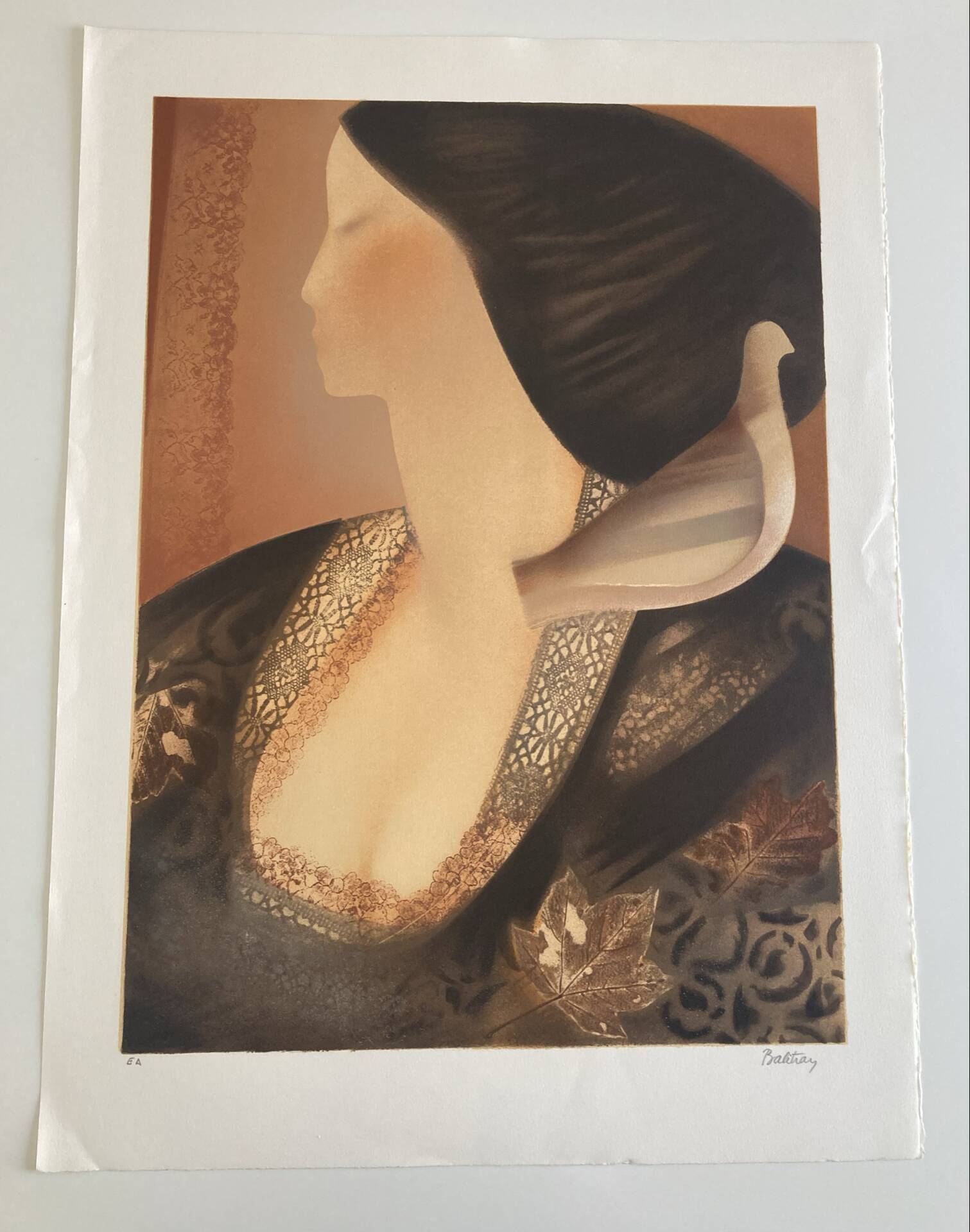 Lithograph (EA) signed Balitran - Portrait of a woman - Art Deco