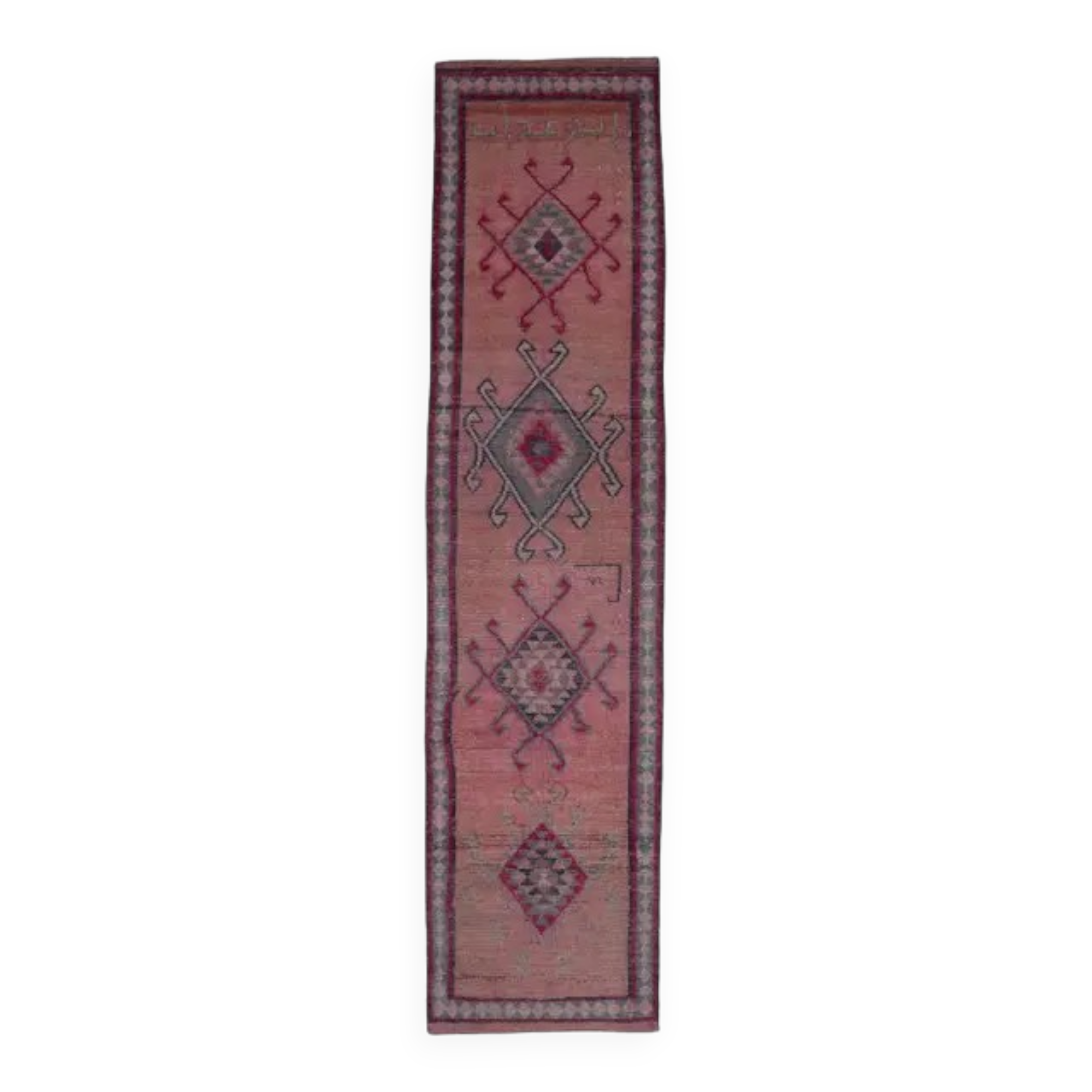 Vintage Turkish hand-knotted runner rug 84x353