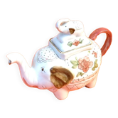 White porcelain teapot decorated with peonies elephant shape
