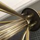 1950s six-branch brass and glass chandelier