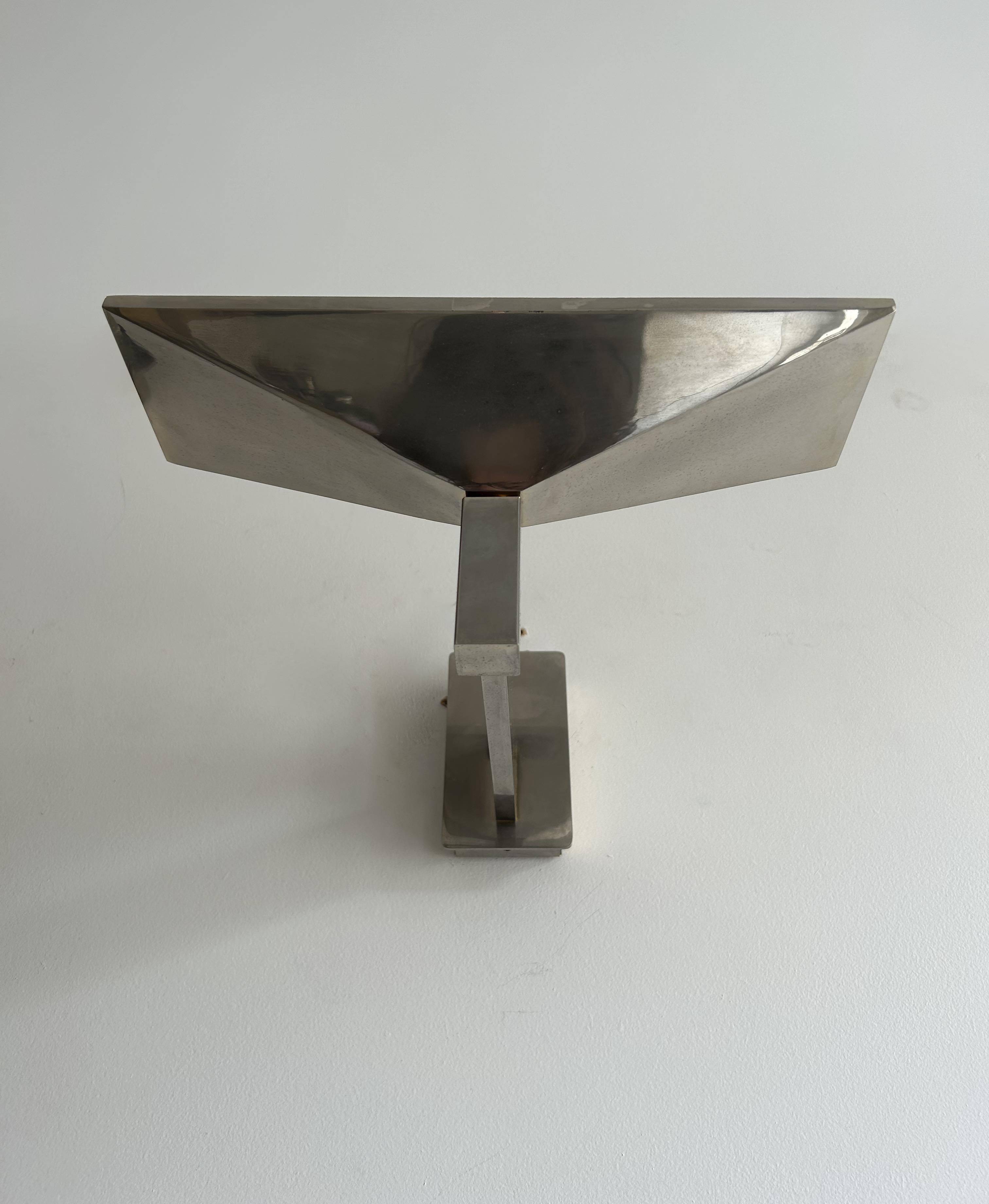 Paire d'appliques vintage chromée, Disderot pour Verre Lumière série 680, France 1982