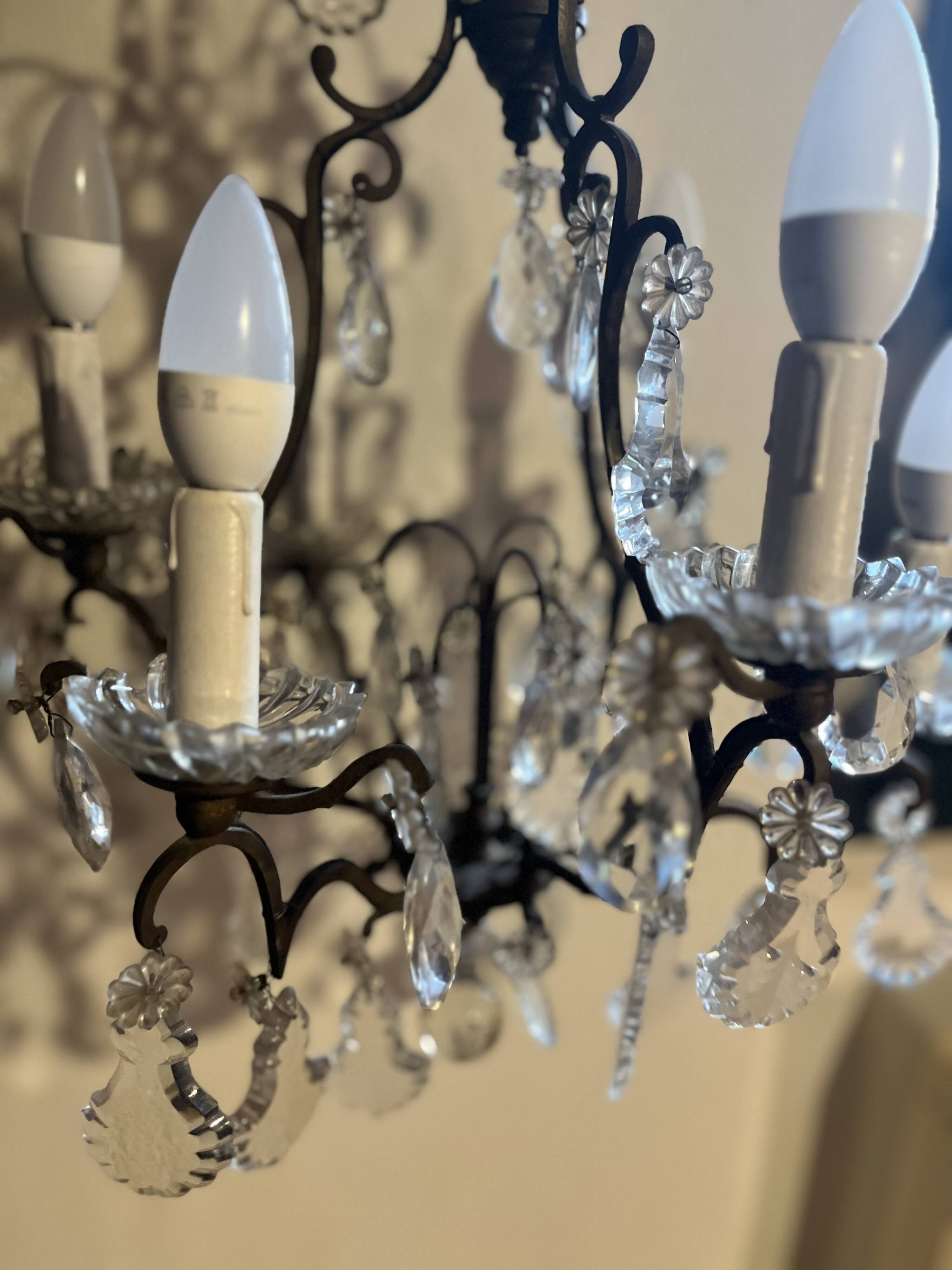 Louis XV style chandelier – 6 lights – patinated metal