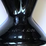 Vase vintage double col en grès flammé fond bleu 373