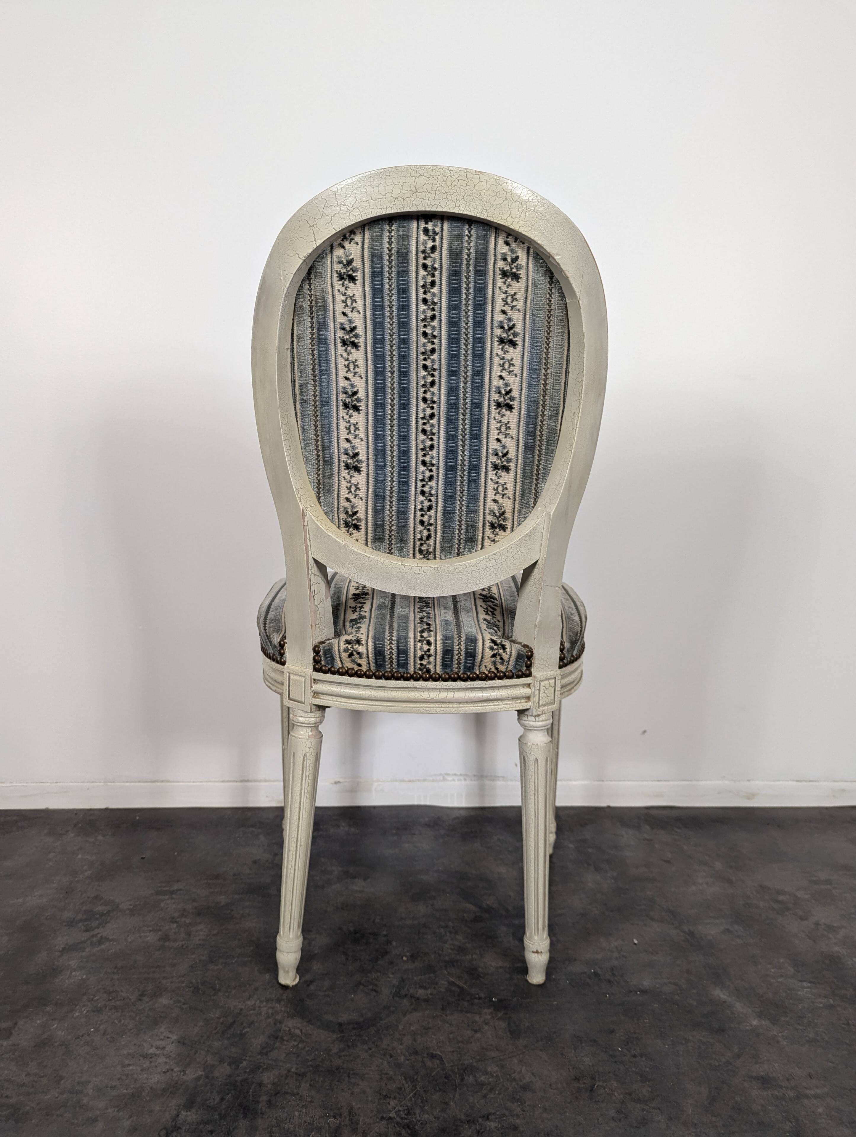 White lacquered Louis XVI style medallion chair