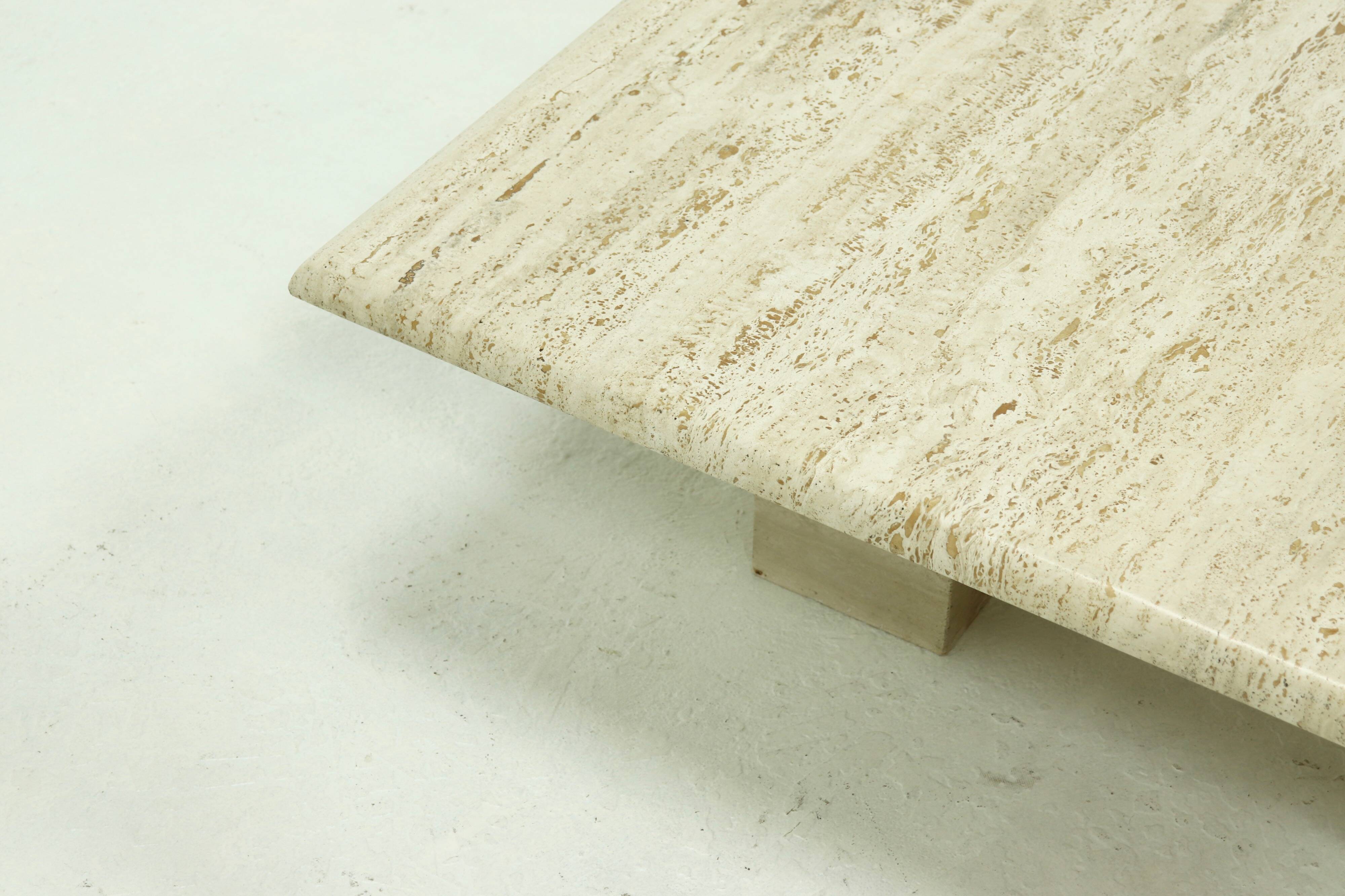 Mid Century Italian Modern Travertine Coffee Table 1970s
