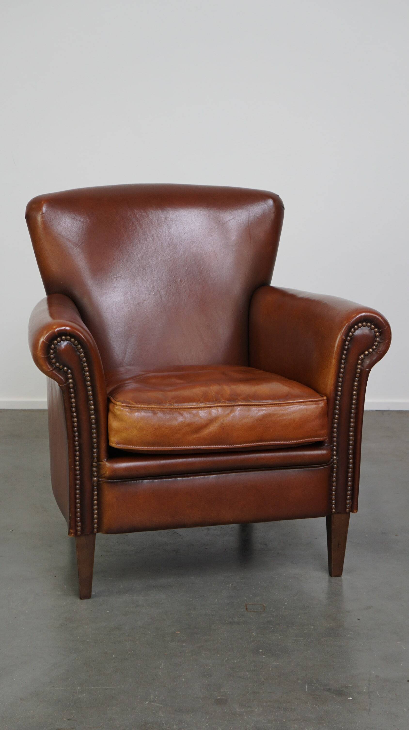 Classic brown sheepskin armchair