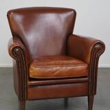 Classic brown sheepskin armchair