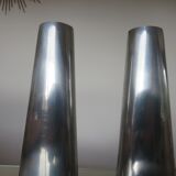 Pair of large modernist candle holders Ikea in aluminum 1970