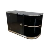 Art Deco Black Lacquered Lowboard with Chrome Fittings, France, 1930s