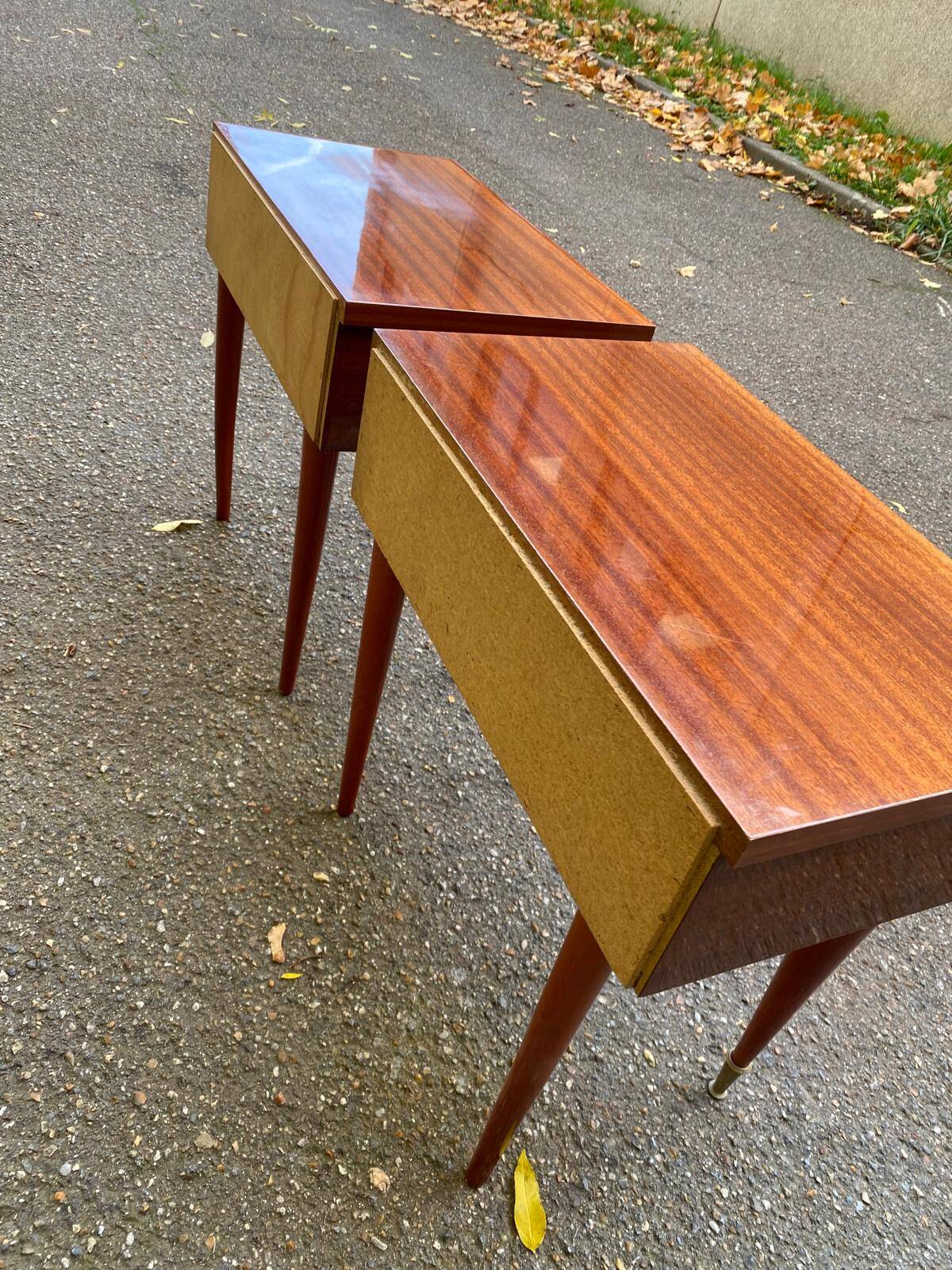 2 Scandinavian rosewood bedside tables from the 1960s