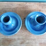 Stoneware candlesticks signed artisanal ceramics