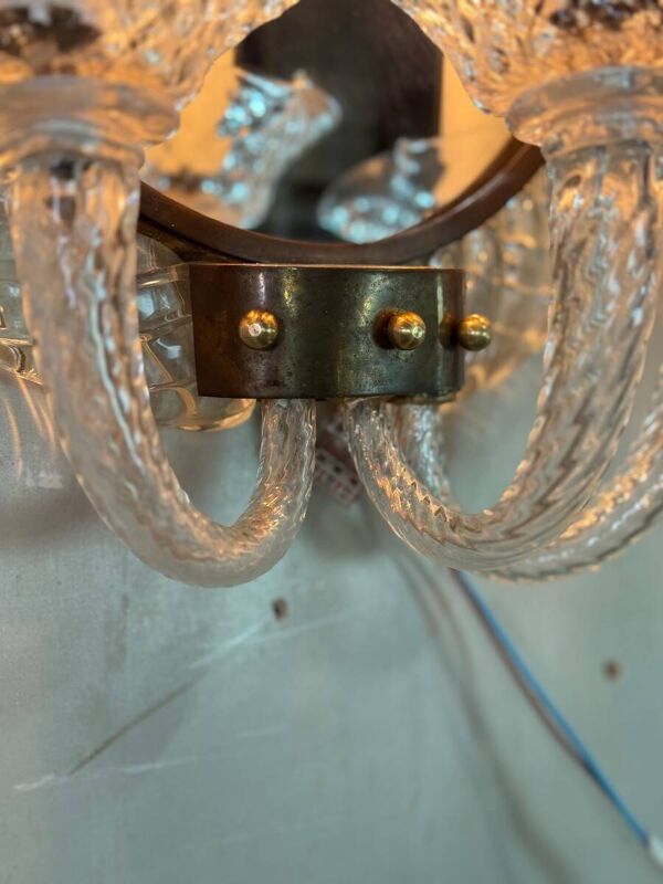 Paire d’applique miroirs “à trecchia” Venise vers 1950, verre de Murano inc