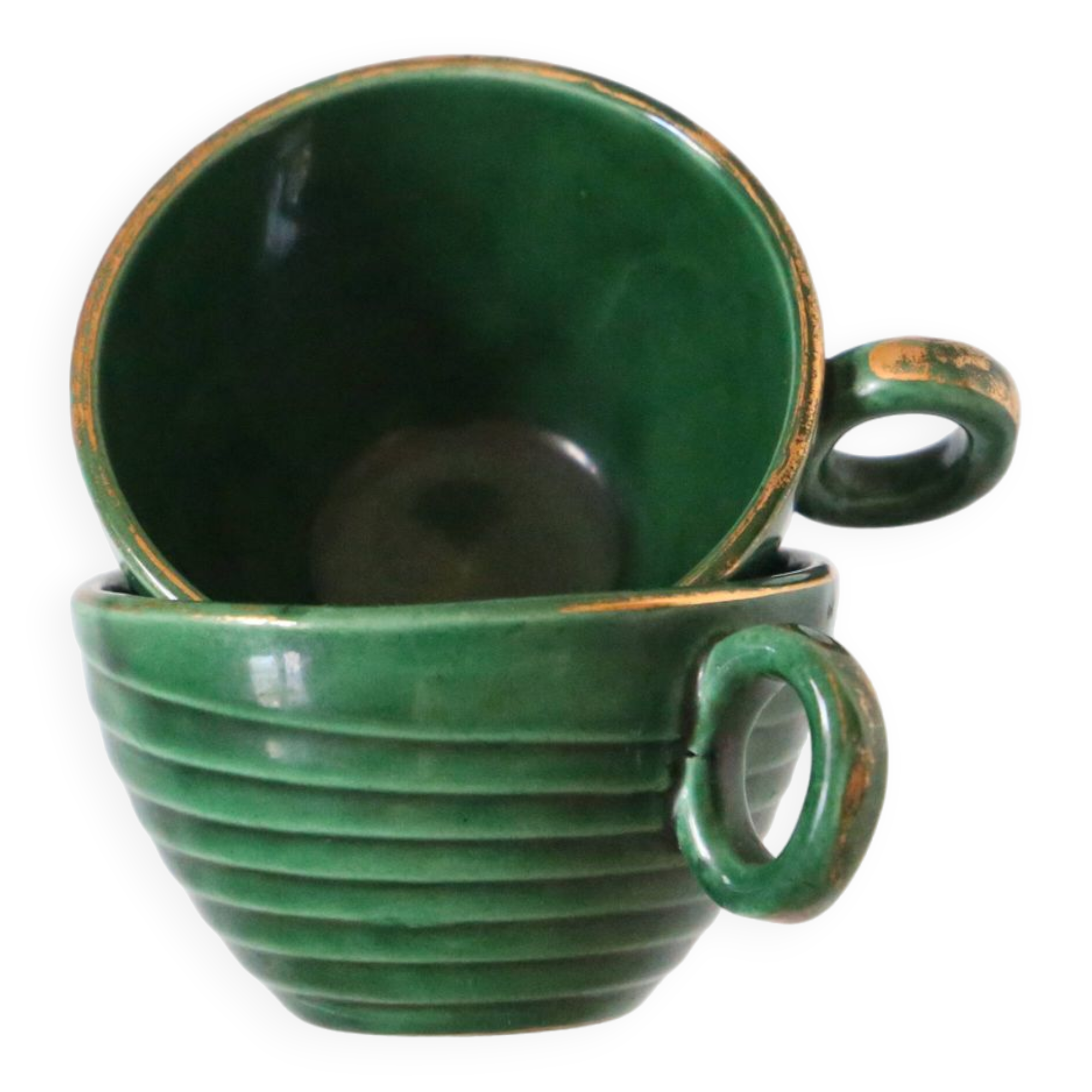 Paire de tasses vertes St Clément vintage