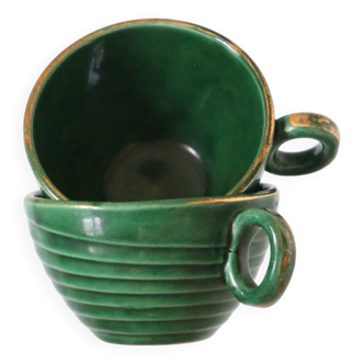 Pair of vintage St Clément green cups