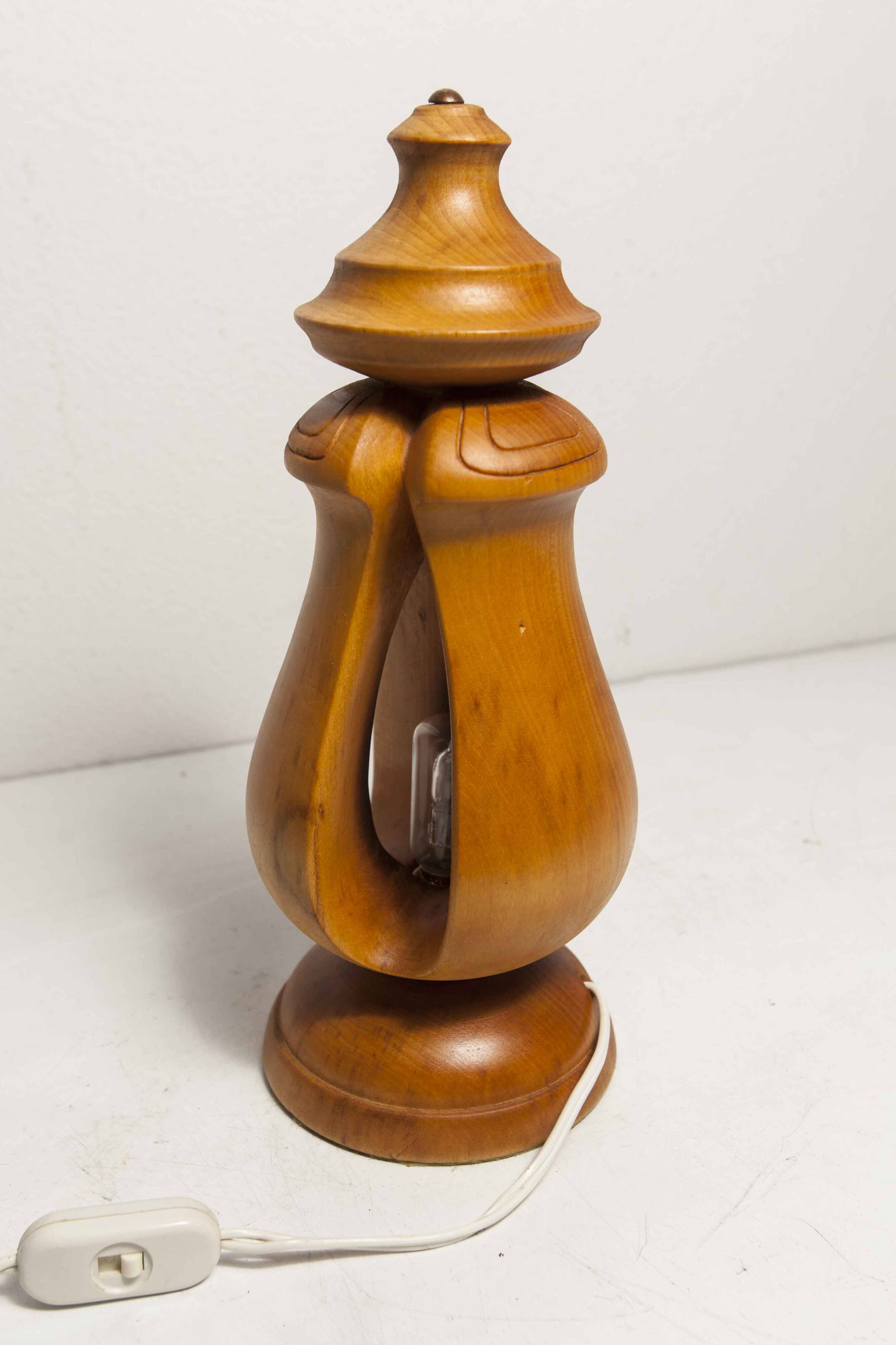 Solid wood table lamp 1960