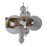 Applique murale tchèque en laiton et verre du milieu du siècle, par Kamenický Šenov, années 1970