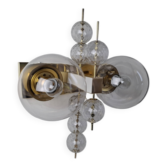 Mid-century Czech brass and glass wall sconce by Kamenický Šenov, 1970s