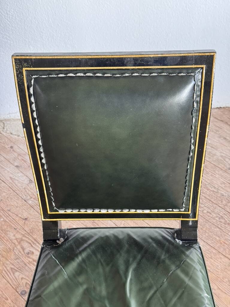 Maison Jansen black lacquered wooden desk from the 1960s with chair.