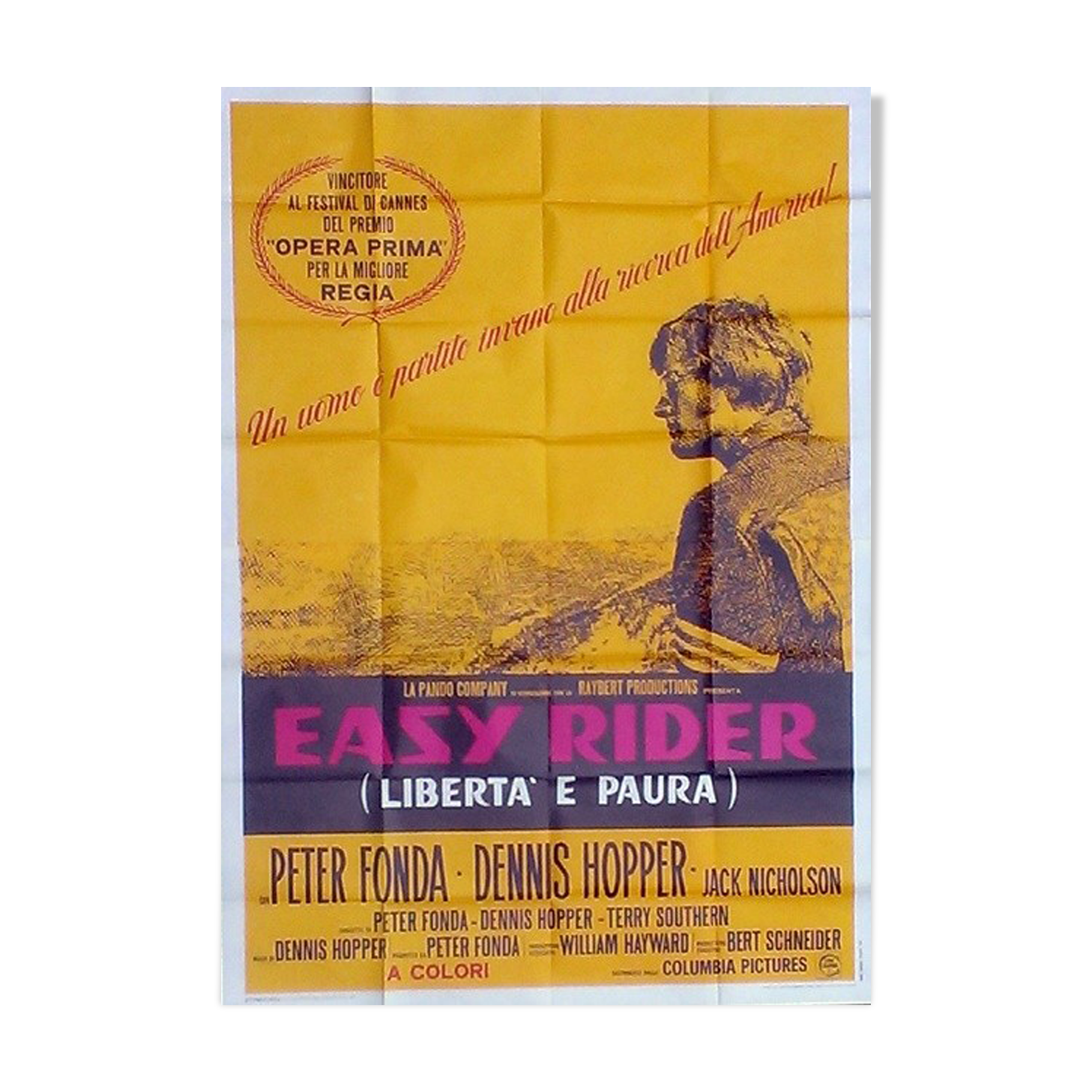 Original italian cinema poster 1969 easy rider harley davidson motorcycle biker 140x200 cm vintage