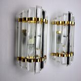 Pair of Venini wall lamps, cut glass, Murano, Italy, 1970