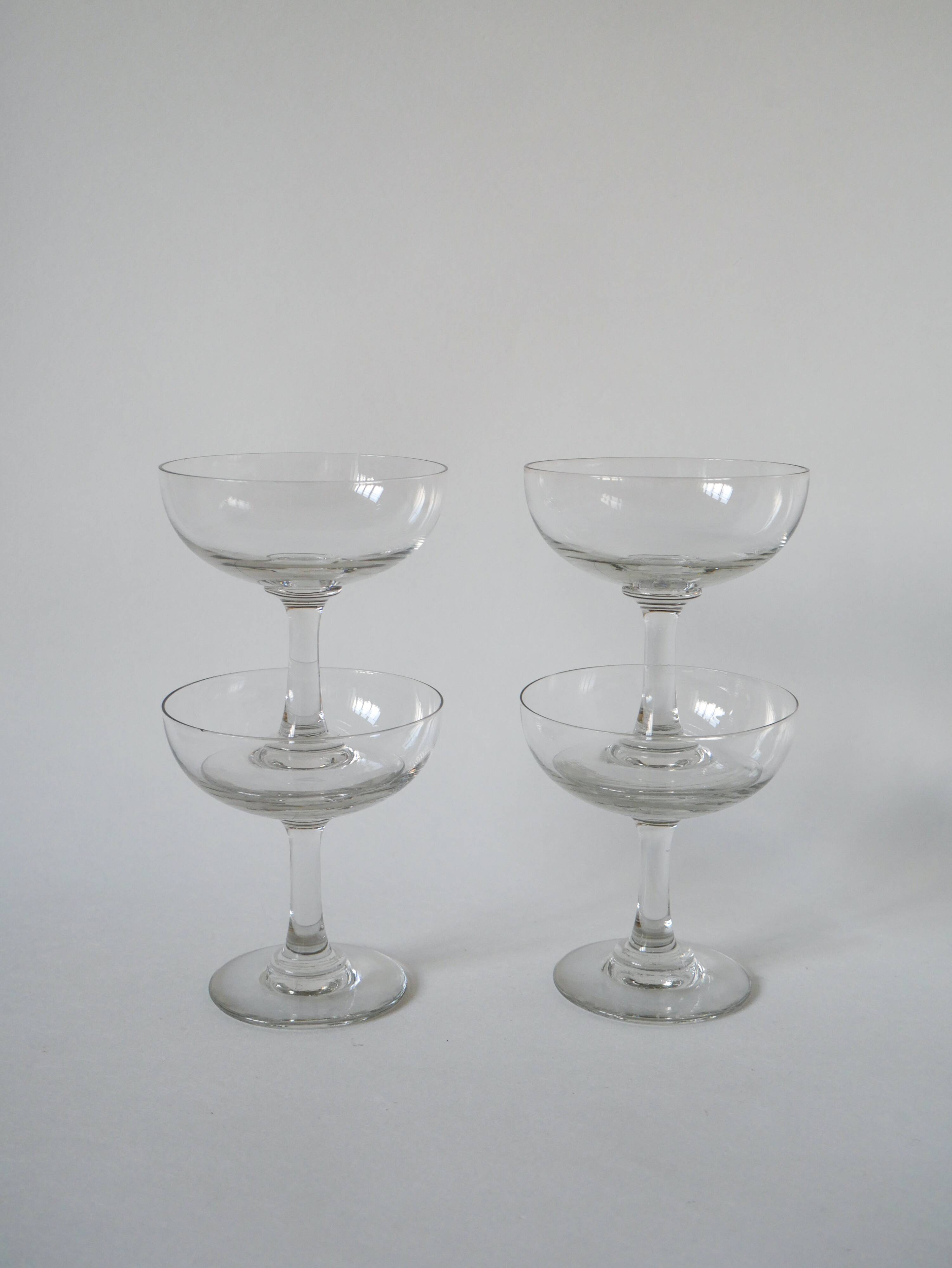 set of 4 large crystal champagne glasses 1920 11 x 10 cm