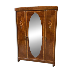 Armoire en bois, 1 miroir,