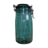 Bocal ancien en verre vert turquoise Solidex 1 litre