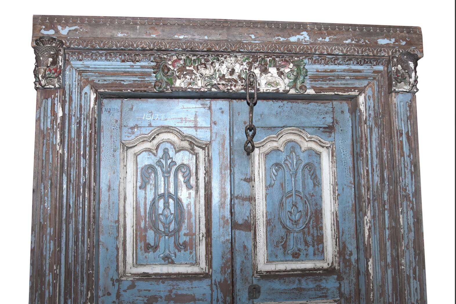 Old Indian door in old teak, original piece and patina