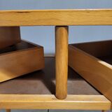 Scandinavian work table, vintage bedside table, compass legs, 1950s, 1960s
