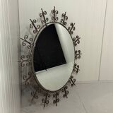 Huge round wrought iron wall mirror 1960’s