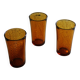 A set of 3 large amber orange glasses Duralex Vintage.