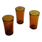 Un lot 3 grands verres Orange ambré Verre Duralex Vintage
