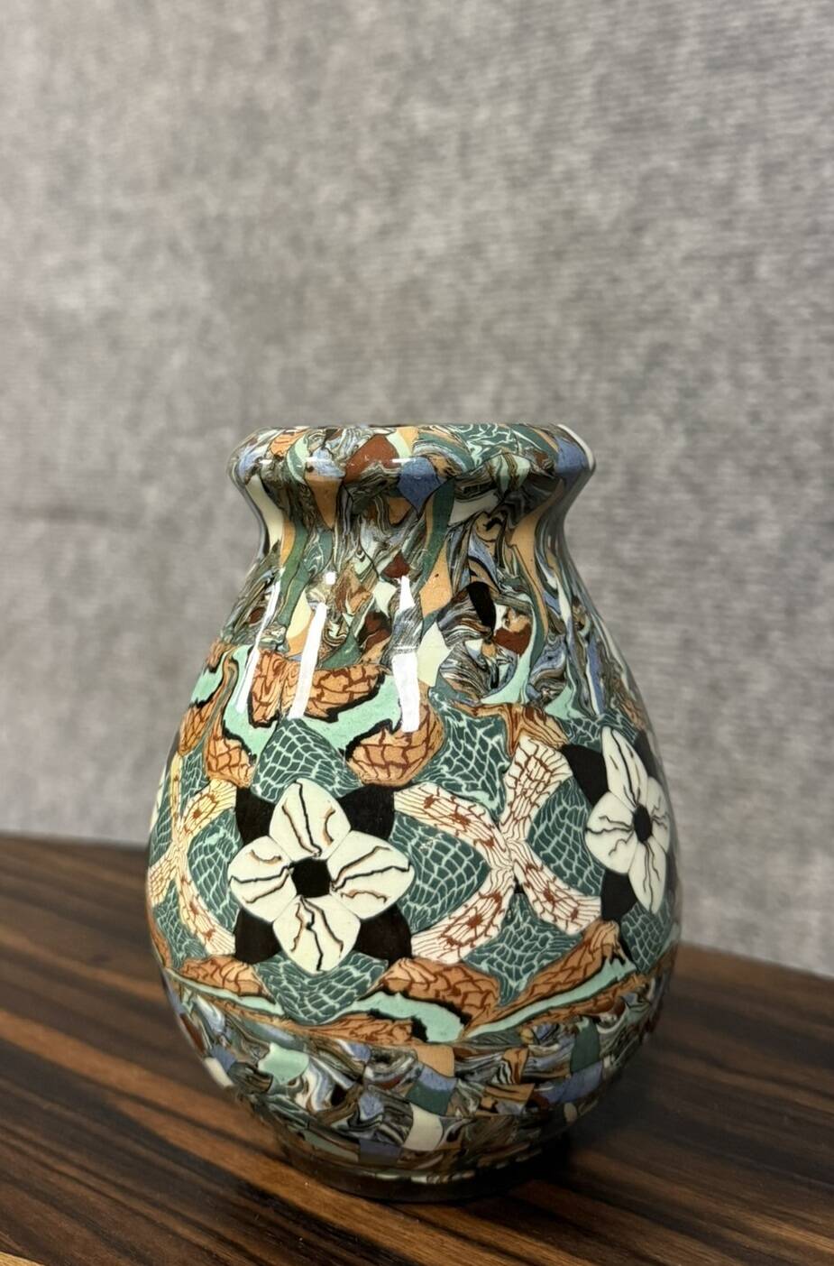 Jean Gerbino in Vallauris: enameled mosaic vase from the Art Nouveau period