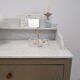 Antique commode revamped with a marble top, vintage dressing table.