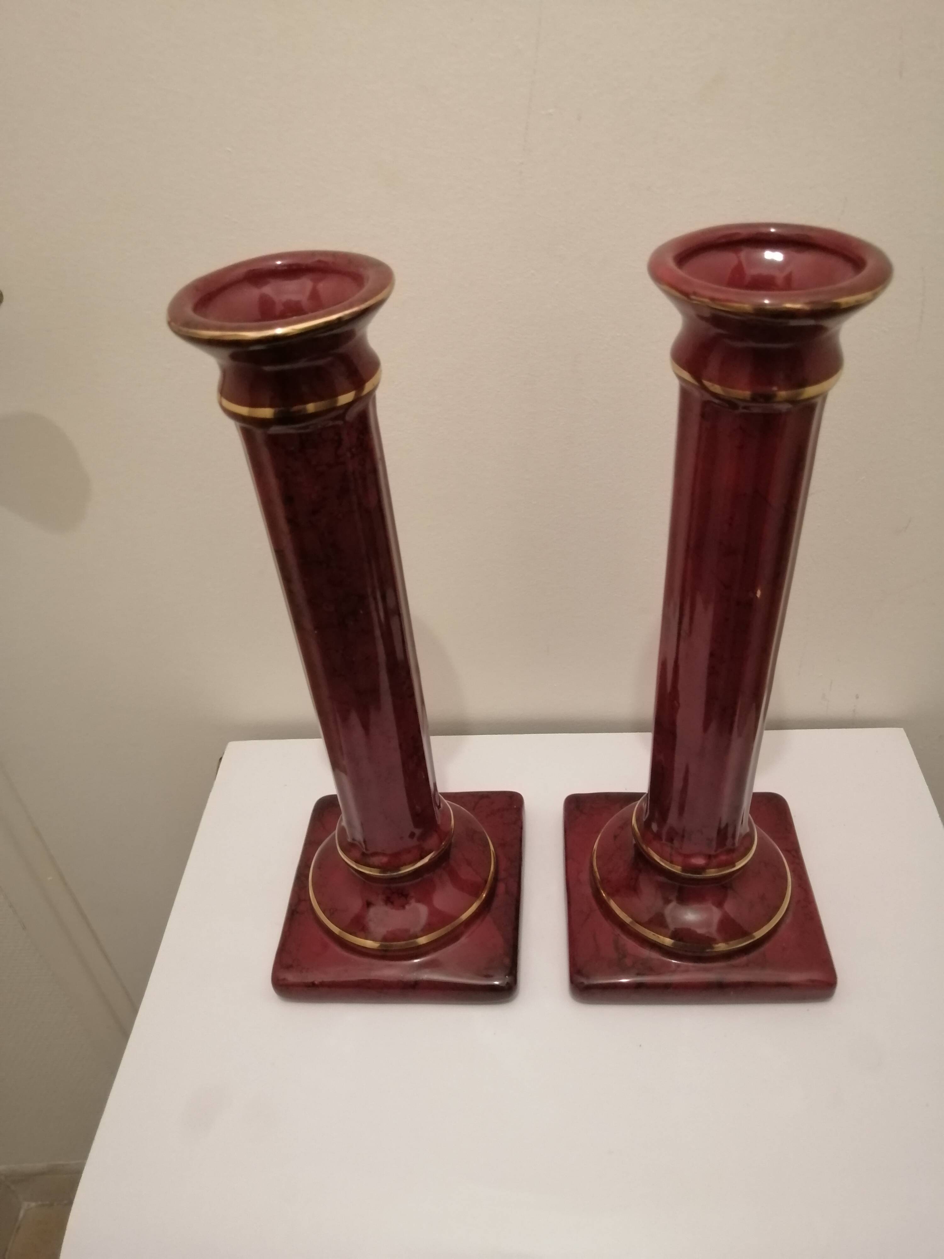 PAIR OF CERAMIC TORCHES