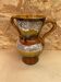 Old vase sarreguemines ceramic brown speckled vintage