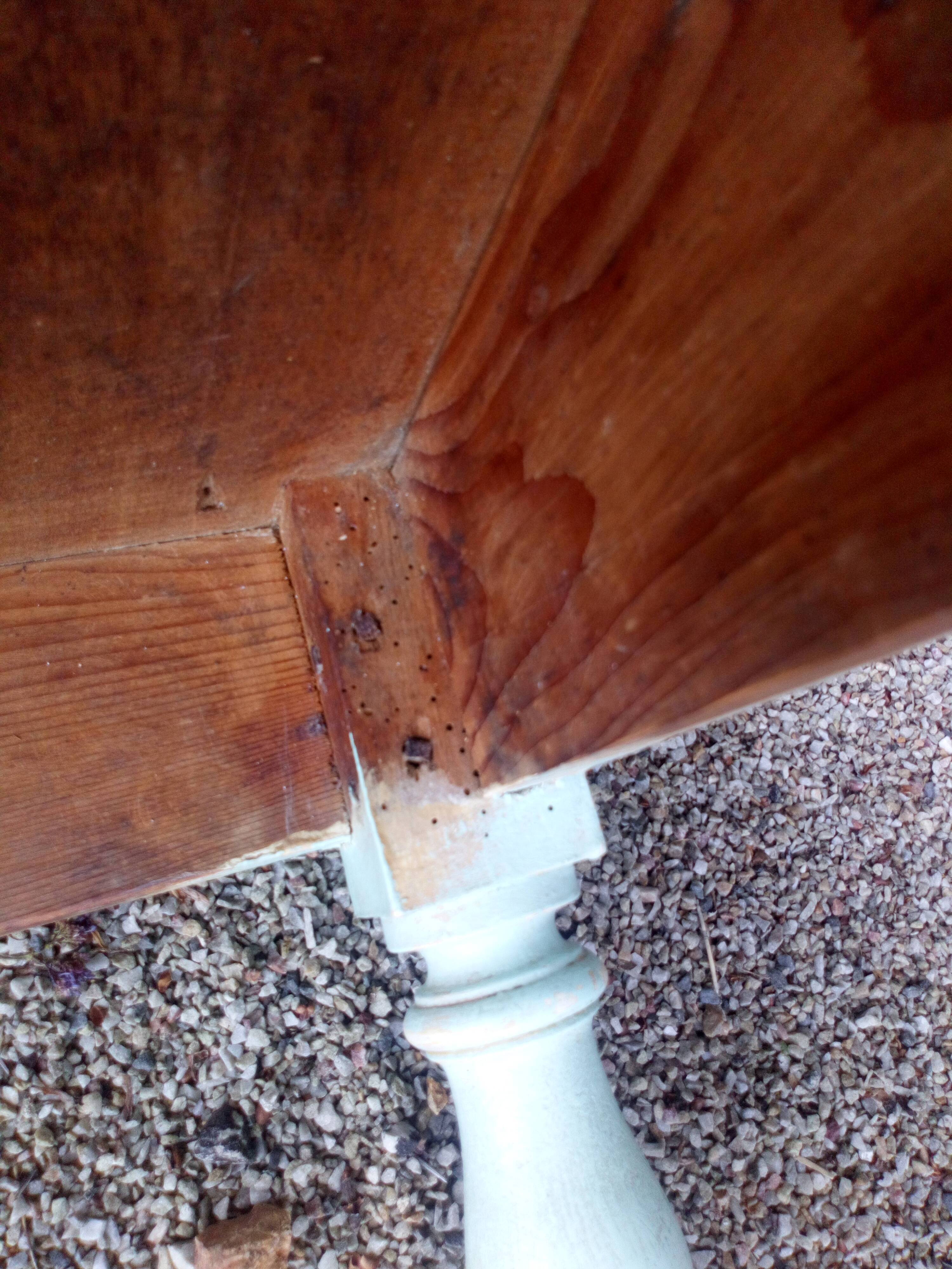 Old patinated table turned wood