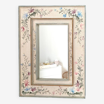 Wooden mirror, flowers, hand painted