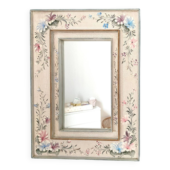 Wooden mirror, flowers, hand painted